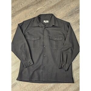 Smokey Joe's Vintage Mens Black Long Sleeve Button Down Work Shirt Large